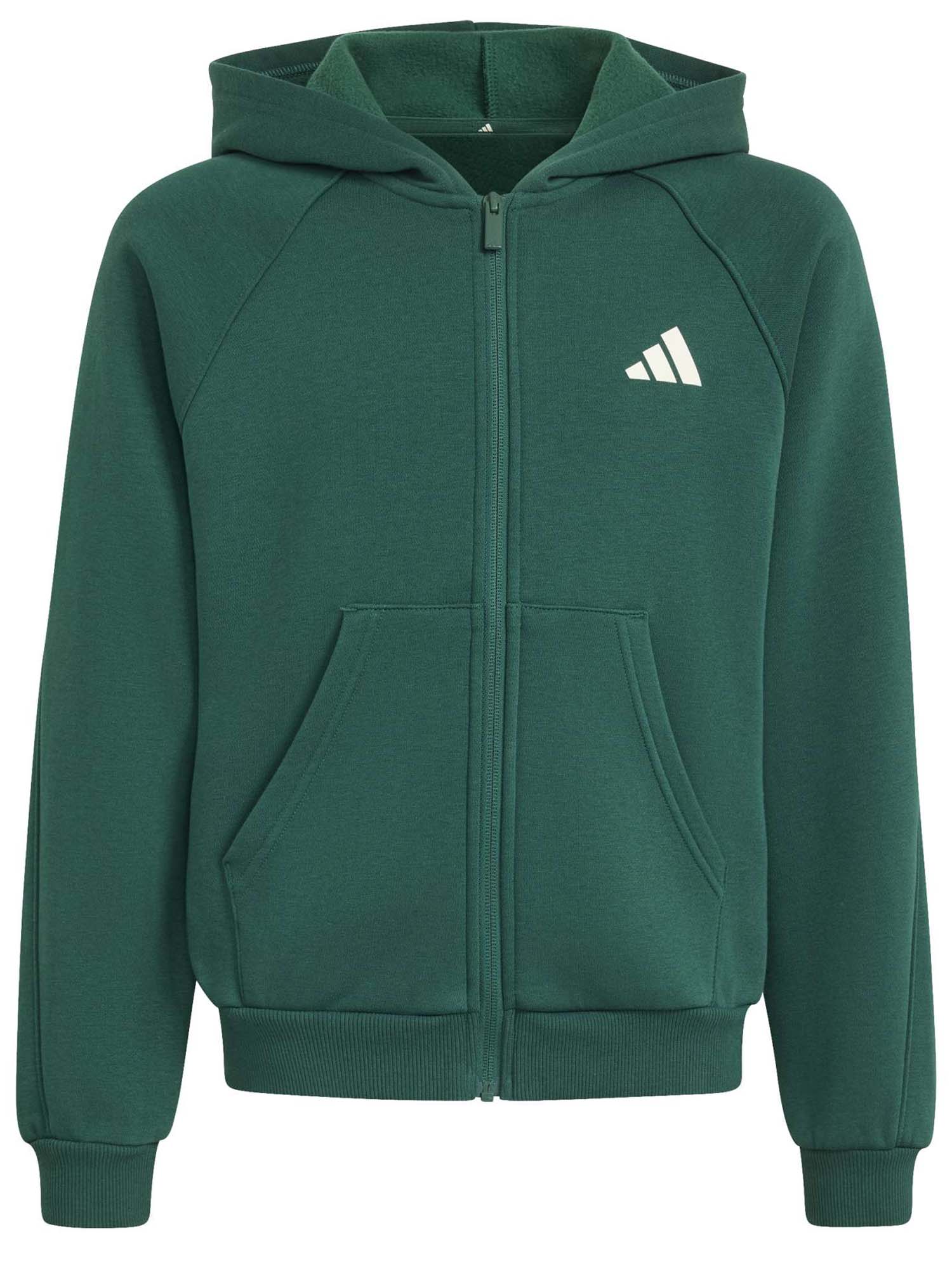 Felpa verde Adidas KS5142 unisex bambino con cappuccio